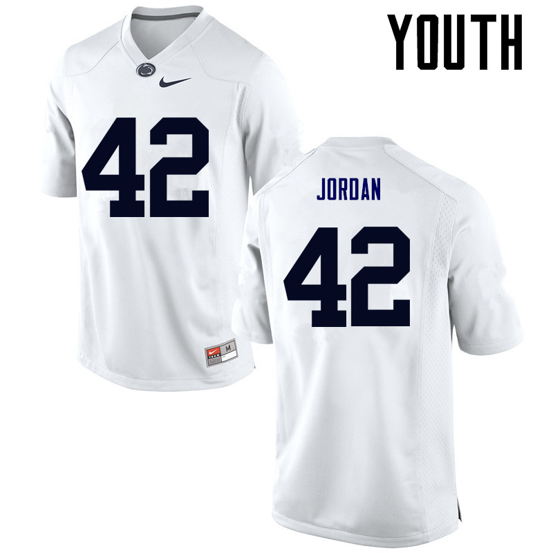 Youth Penn State Nittany Lions #42 Ellison Jordan College Football Jerseys-White